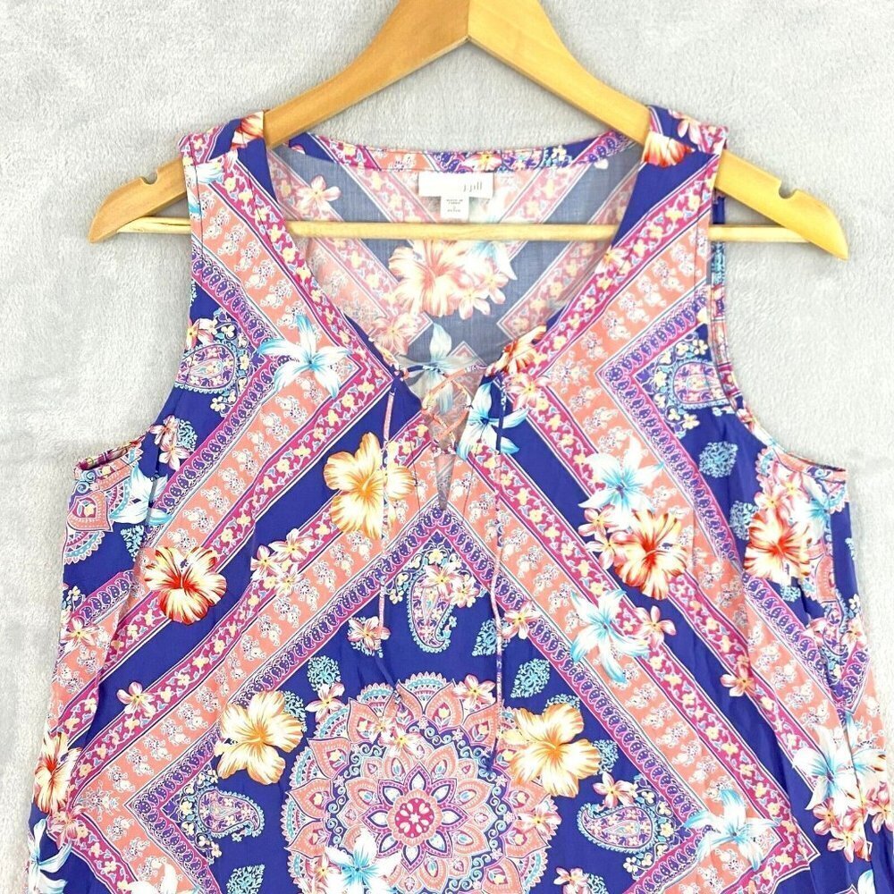 J. Jill Multicolor Floral Print Sleeveless Shirt Top Blouse Size Small Petite PS - Picture 3 of 13